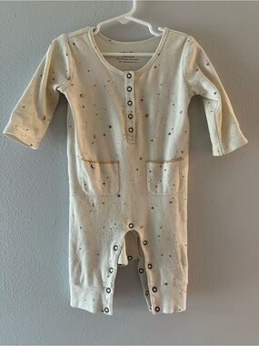 Pehr Organic Star Pocket One-Piece Romper - Cream